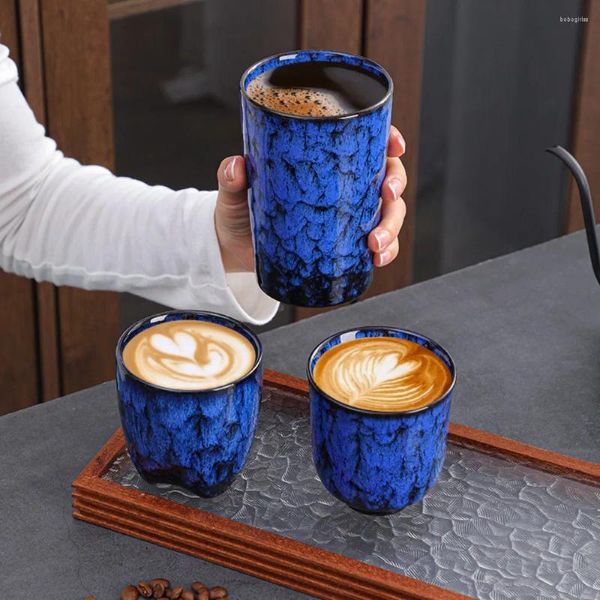 Fincan tabakları mavi klasik fırın formlu kahve büyük kapasiteli seramik kupalar çay bardakları yaratıcı usta hediye içecek eşyaları