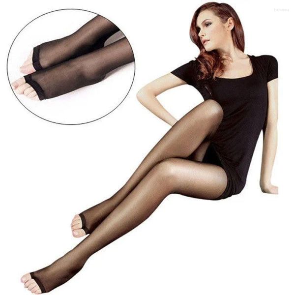 Meias femininas preto cinza nude café aberto dedo do pé meia-calça moda meias transparentes ultrafinas