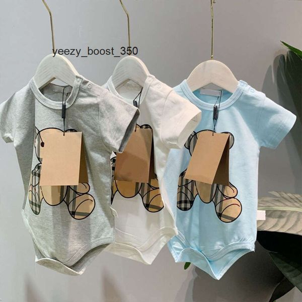 Burberrlies Baby Born Strampler für Mädchen, Designermarke für Neugeborene, Bär, kurzärmelig, für den Sommer, Kleidung, Overall, Kinder-Bodysuit für Babys, Strampler 0–1 Jahre