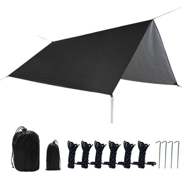 Tendas e abrigos ao ar livre Cam Tarp Tent Sier Coated Canopy Sunsn Rainproof Shade Tra-Light Equipamento de piquenique portátil Drop Delivery Sp Otuza