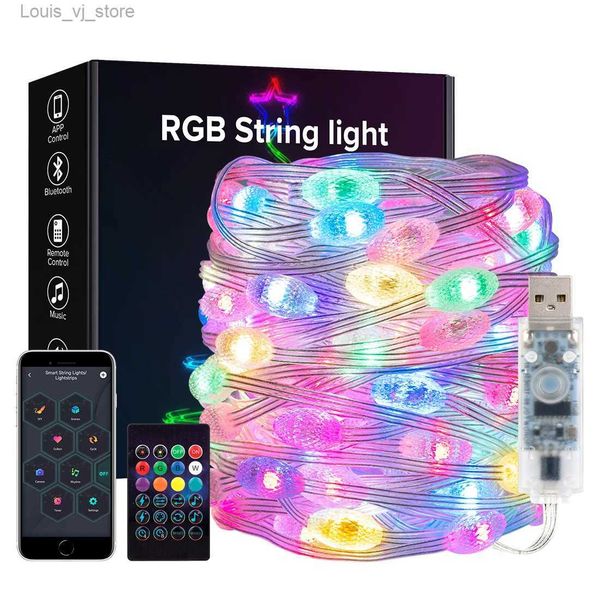LED Strings Pixel String WS2812B Dream Color Aniversário Decoração Festa Estrela Morango Luzes Quarto USB App Remoto Led Light DC5V YQ240401