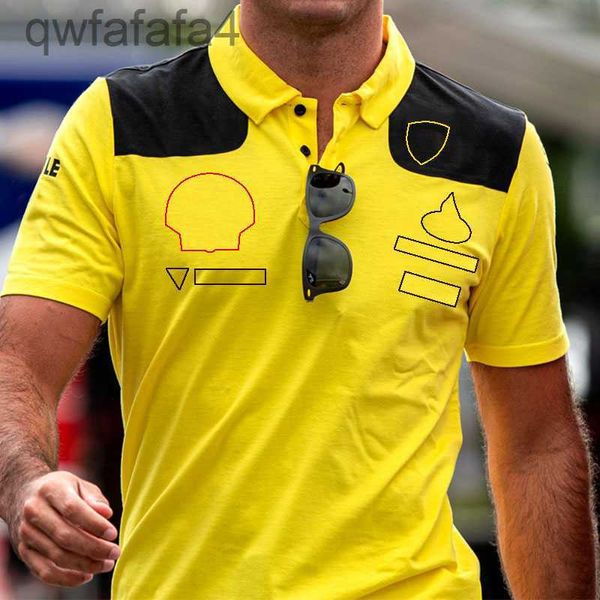 F1 Team Amarelo Edição Especial Camiseta Esportiva de Manga Curta Mens Fan Polo Camisa Roupas de Corrida HYQP