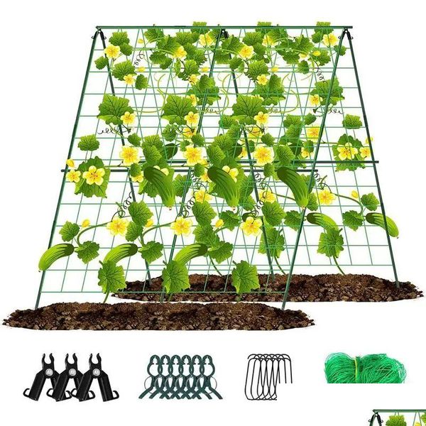 Gaiolas de pássaros suporta treliça de pepino dobrável conjunto de jardim destacável clipes de escalada para plantas videira planta ao ar livre flores dr homefavor dhqfo