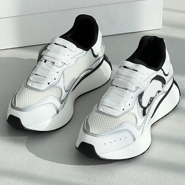 2024ss Alemc Stile classico Mesh Tomaia Scarpe sportive casual Bianco Argento Blocco colore Pannello in rete in pelle Running Training Sneakers Taglia Donna 35-41 Uomo 40-45