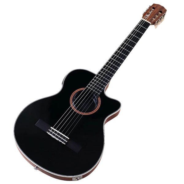 Гитара молчаливая электрическая классическая гитара 39Inch 6 String Silence Class Class Guitar Black Color Solid Epruce Top Top Good Handicraft