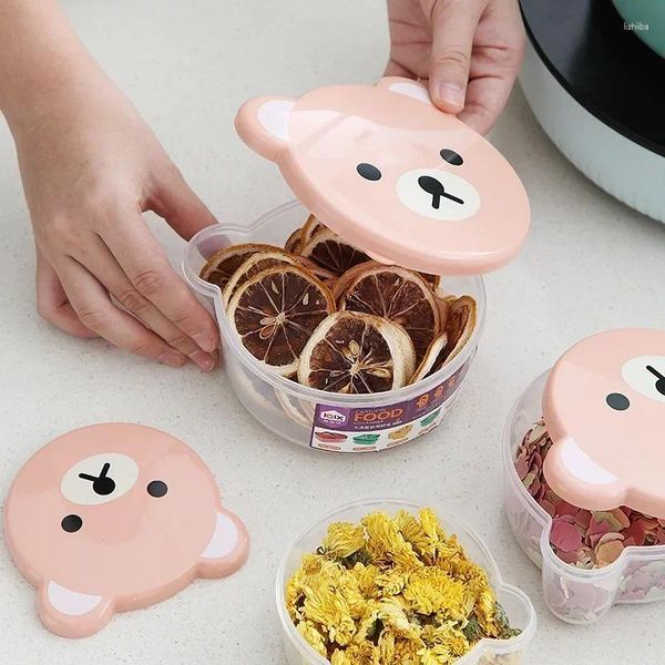 Geschirr 4 Stücke Cartoon PP Netter Bär Bento Box Kühlschrank Lagerung Außenbehälter Kinder Student Mikrowelle Mittagessen Utensilien