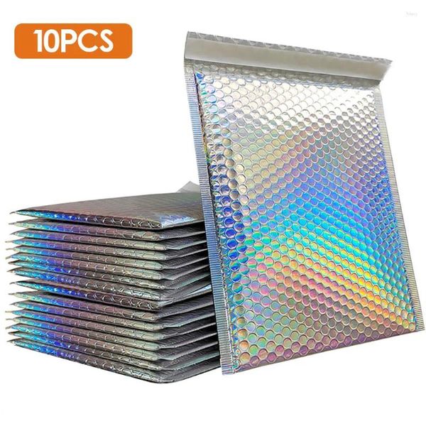 Envoltório de presente 10 Pçs / lote Bolha Colorida Mailers Aluminizados Sacos Laser Envelope Auto Seal Embalagem Postal Pacote de Livro