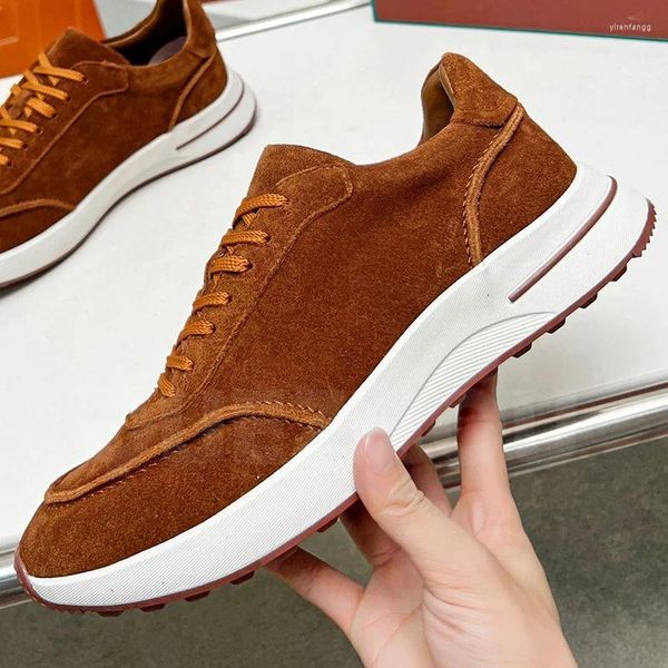 Scarpe casual da uomo stringate piatte primavera autunno design incrociato punta tonda fondo spesso comodi mocassini versatili