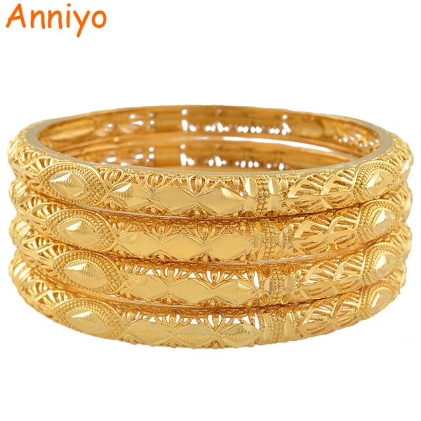 Pulseiras Anniyo 4 Pçs/lote Etíope Noiva Pulseira para Mulheres Cor Dourada Atacado Dubai Pulseira Africano Árabe Jóias Fantasia #086106