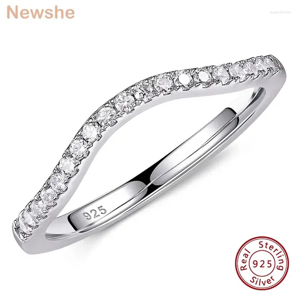 Anelli a grappolo She Fedi nuziali curve in argento sterling 925 con Moissanite per donne Impilabili Eternity Wishbone D Colore VVS1 Gioielleria raffinata