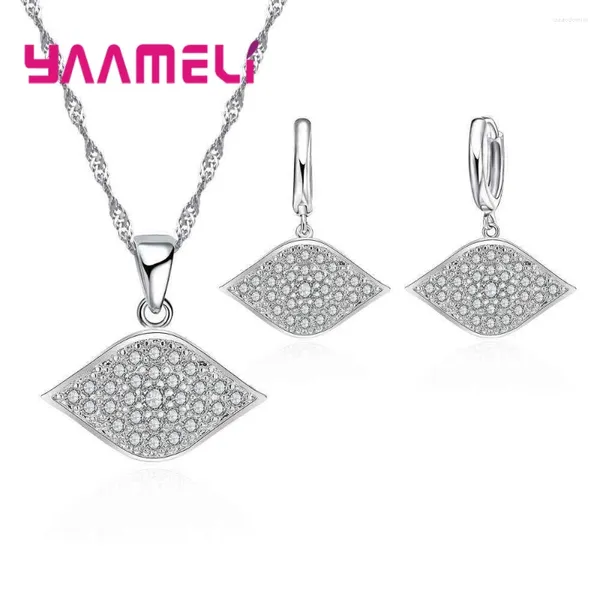 Halskette Ohrringe Set YAAMEL Mode Mundform 925 Sterling Silber Süßes Geschenk für Frauen Mädchen Hochwertiger Schmuck