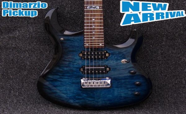 Custom JPX Ernie Ball John Petrucci Nero Blu Top in acero trapuntato Chitarra elettrica Doppia chiusura Tremolo Bridge Locking Tuners9778112