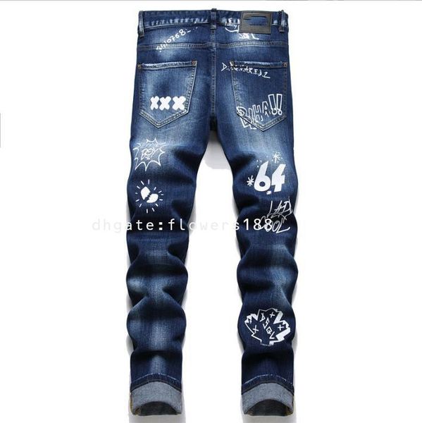 Jeans maschili nuovi jeans primaverili primaverili da uomo baffi bianchi lucidati per gatti stretti pantaloni da uomo pantaloni da uomo jeans designer pattinatore gamba larga gamba denim d-2-q