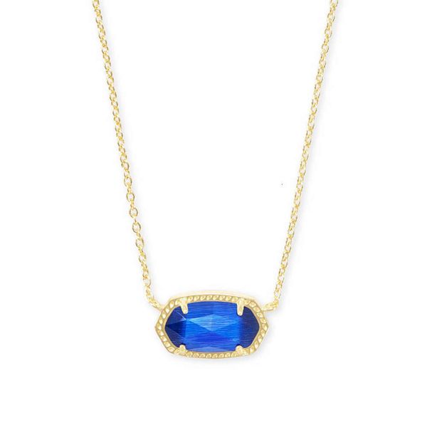 Kendrascott Kolye Kolye Kolye Tasarımcısı Kendras Scotts Scotts Kstyle Moda Kalitesi Basit Çok Kesilmiş Mavi Opal Oval Kolye Kadın Mücevherleri Gerçek Altın Elektropla