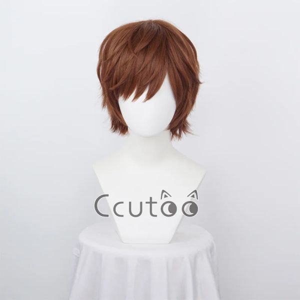Wigs ccutoo anime death note yagami parrucca chiazza sintetica corta marrone resistente ai capelli resistenti pelucas costume costume parrucche + tappo parrucca