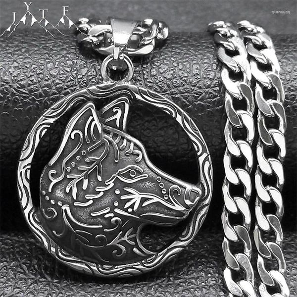 Anhänger Halsketten Wolf Männer Vintage Halskette Männlich Edelstahl Tier Alten Hund Kopf Schmuck Geschenk NZZS05