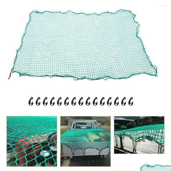 Organizzatore per auto Rete per camion Cargo Bed Rimorchio Pick-up Reti pesanti Duty Mesh Bungee Er Rete in nylon Estendi clip per portellone posteriore Suv Drop De Othkv