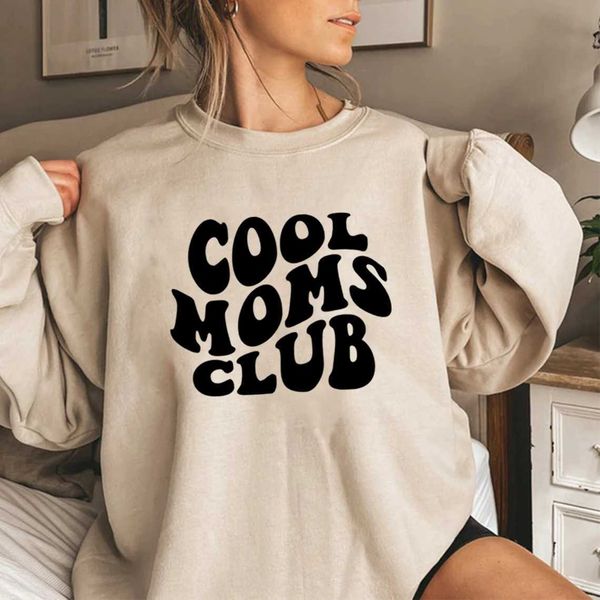 Kadın Hoodies Sweatshirts Cool Moms Club Sweatshirt Mom Life Sweatshirts Kadın Uzun Kollu Külot Günlük Grafik Hoodies Anneler Doğum Günü Hediyesi 240401