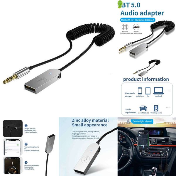 2024 Ricevitore audio Bluetooth Trasmettitore Kit per auto Adattatore Aux USB a jack da 3,5 mm Accessori elettronici