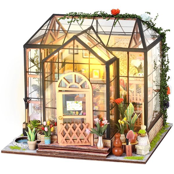 DIY-Miniaturhaus-Set mit LED-Licht, kreatives Puppenhaus, Modellmöbel, 3D, für Erwachsene, handgefertigte Geschenke 240320