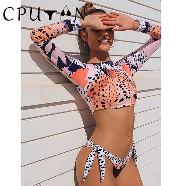 Mulheres Swimwear CPUTAN 2024 Sexy Tankini Push Up Bikini Set Duas peças Leopard Brasil Biquini Womens Swimsuit Surfing Swimsuit Summer Beach Swimsuit J240330