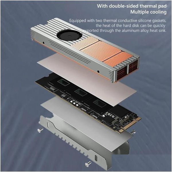 Ventole Raffreddamento Computer Teucer Dispositivo di raffreddamento Radiatore di calore Pcie Nvme Ngff Dissipazione Lega di alluminio con cuscinetti termici Sile Accessori a 3 pin Otn65