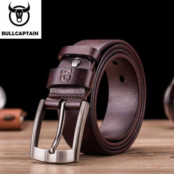 Cintos Bullcaptain Tree Creme Luxo Sling Nova Moda Clássico Retro Pin Buckle Mens Cinto de Alta Qualidade Suave Original Mens Cinto Q240401