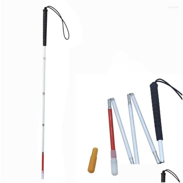 Bastoncini da trekking 105-155 cm Non vedenti Bastone bianco Tenda pieghevole in alluminio Bastone da passeggio Riflettente Rosso Nero Manico Drop Delivery Otv7G