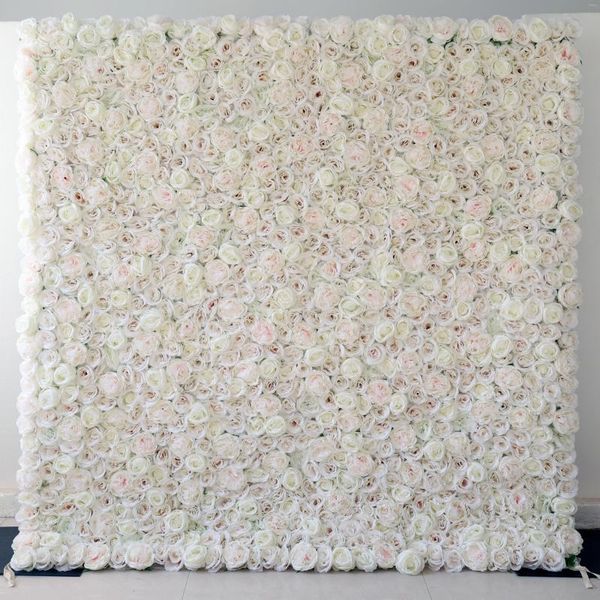 Dekorative Blumen YL 8 ft X Benutzerdefinierte Stoff Blume Wand Hochzeit Kunstseide Rose Panel Hintergrund Möbel Dekoration Hintergrund