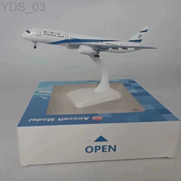 Flugzeugmodell 20 cm 1 400 Druckguss B777 El Al Air Israel Airlines mit Basisfahrwerk, Legierungsflugzeug, Flugzeugmodell, Spielzeug für Sammlung YQ240401