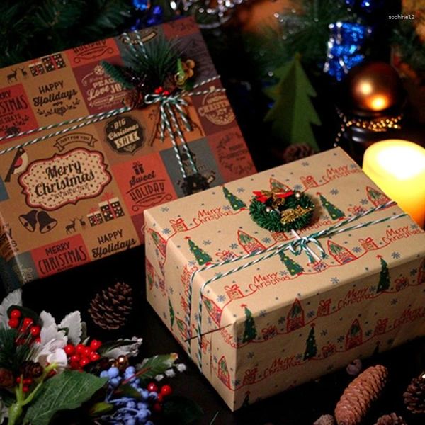 Подарочная упаковка, 5 листов 70x50 см, рождественская упаковка, элементы из крафт-бумаги, подарочная упаковка «сделай сам», упаковка для дня рождения, рождественской вечеринки, праздника