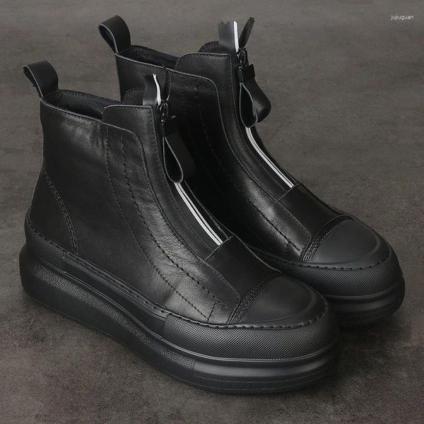 Scarpe casual da uomo autunno e inverno in pelle suola spessa aumenta la tendenza bordo superiore alto versione coreana più velluto per stare al caldo