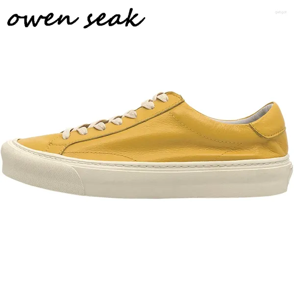 Casual Schuhe Owen Seak Männer Luxus Trainer Echtes Leder Lace Up Sneakers Frühling Stiefel Marke Flache Weiß