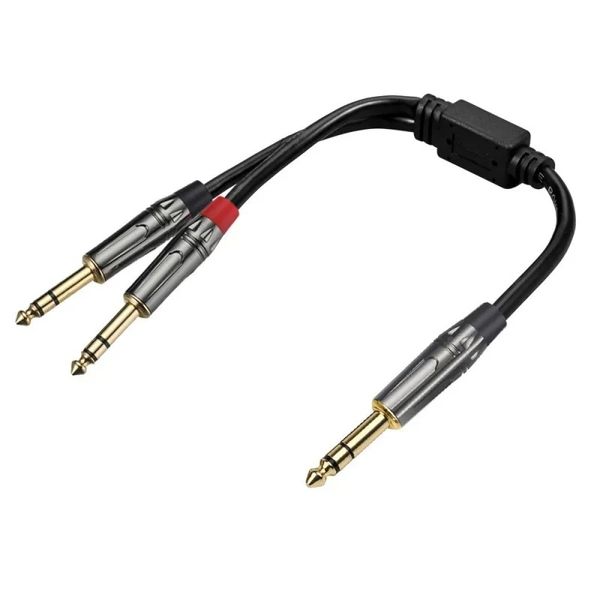 Nuovo cavo splitter per cuffie cavo di prolunga splitter audio a Y da 6,35 mm cavo da 6,35 mm maschio a 2 porte da 6,35 mm cavo AUX 6,35 jack da 3 m