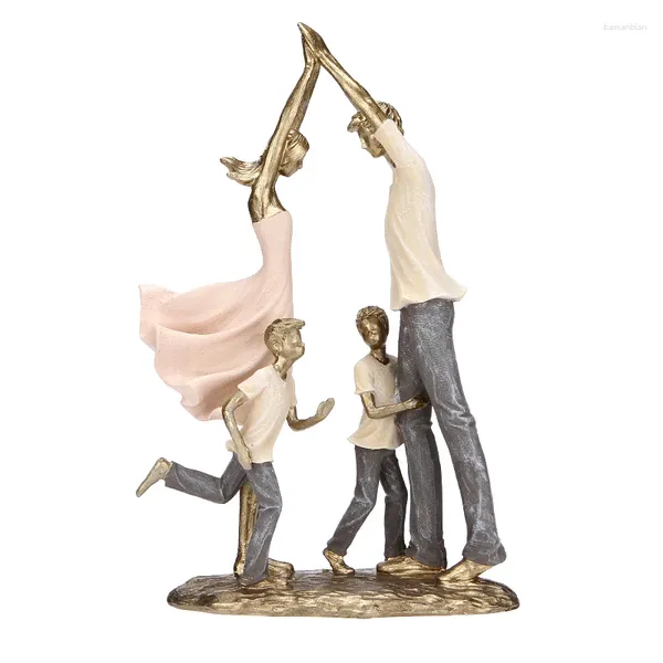 Figurine decorative Divertimento per la famiglia Scultura dipinta a mano Statua dei genitori Figlio Ornamento Bambini Artigianato Decorazioni per la casa Regalo di anniversario di matrimonio