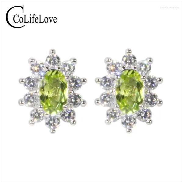 Orecchini a bottone CoLife Jewelry Argento 925 Peridoto da indossare ogni giorno 4 6 mm Pietra preziosa naturale classica