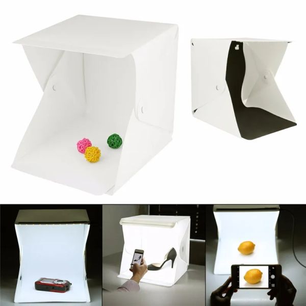 Mesa de luz dobrável portátil para fotografia, incluindo fundo branco e preto, cabo usb de alimentação para fundo de foto ll