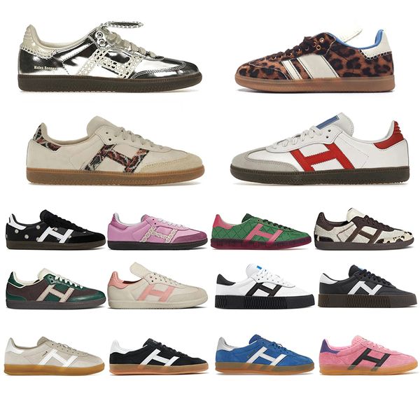 Designer-Schuhe, Leopardenmuster, Originale, Land und Wales, Bonner, Vintage-Trainer, niedrige Sneakers, rutschfeste Außensohle, rosa und silberfarben, modische, klassische Herren- und Damen-Freizeitschuhe