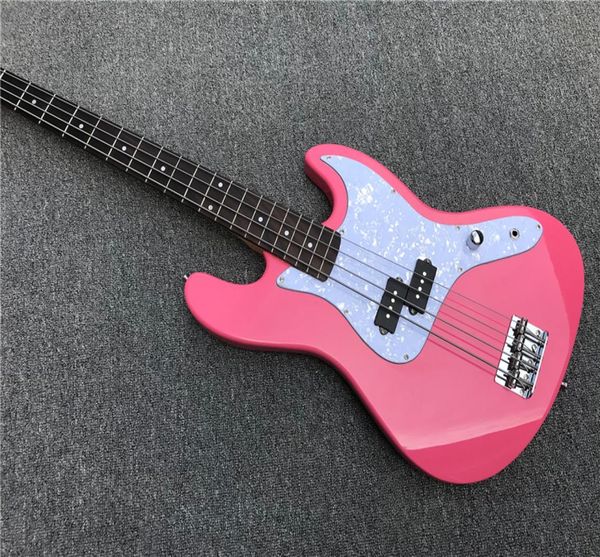 Fábrica personalizada de 4 cordas guitarra baixo com corpo rosa Rosewood FingerboardRed Tortoise PickguardChrome HardwareOferta personalizada9240650