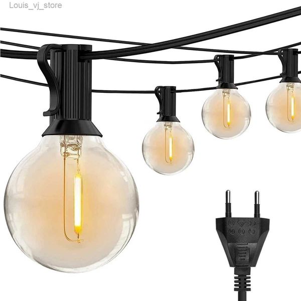 Cordas de LED Ao ar livre levou luz da corda 7.6 M 15 M 9 M 5 M guirlanda de Natal AC 220 V -110 v EUA Plug UE luzes do jardim decoração lâmpada YQ240401