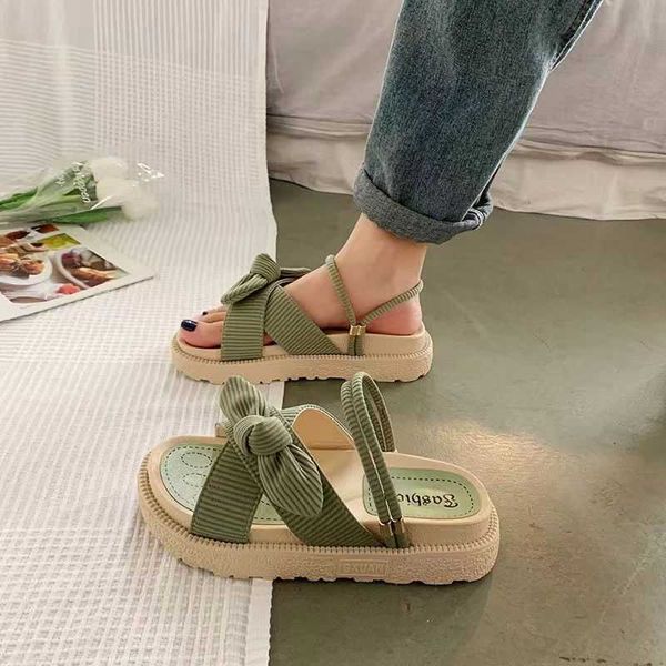 Internet chinelos legais para mulheres verão sandália moda dois desgaste esponja bolo grosso sola praia sapatos flip flop sandles saltos 240228