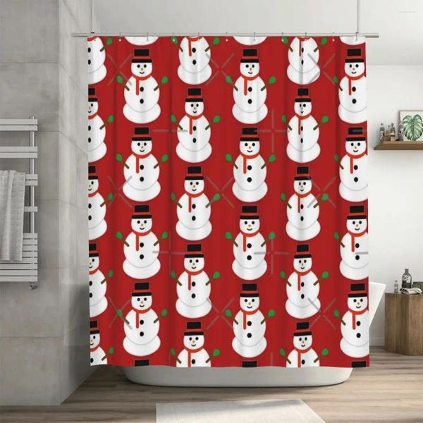 Cortinas de chuveiro Cortina de boneco de neve de Natal bonito 72x72in com ganchos padrão personalizado decoração de banheiro