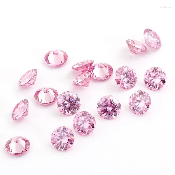 Diamantes soltos redondo corto brilhante 0,5ct 5mm rosa laboratório de moissanita diamante para 10k 14k 18k anel de ouro colar