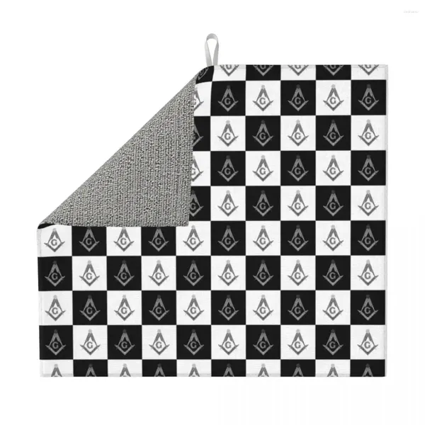 Tapetes de mesa Freemasonary Checkered Preto e Branco Padrão Prato Secagem Mat para Cozinha Secagem Rápida Super Masonic Mason Pratos Escorredor Pad