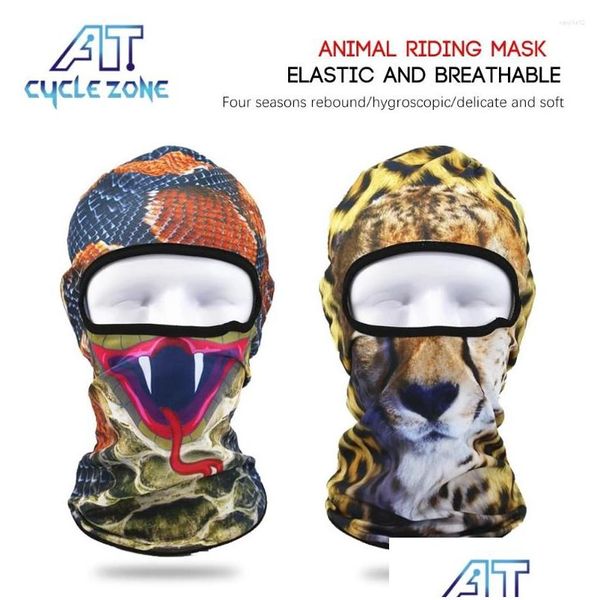 Велосипедные шапки Маски Clava Uni 3D Print Animal Face Fl Mtb Mask Hat Лыжный мотоцикл Er Sports Прямая доставка на открытом воздухе Защитное снаряжение Otxt5