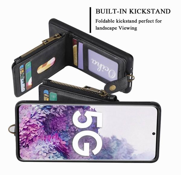 1pcs Lüks PU Deri Samsung Note10105G S10 Galaxy S20 S20 S20 Ultra Cowhide Desen Fermuar Çanta Kapağı 9976546