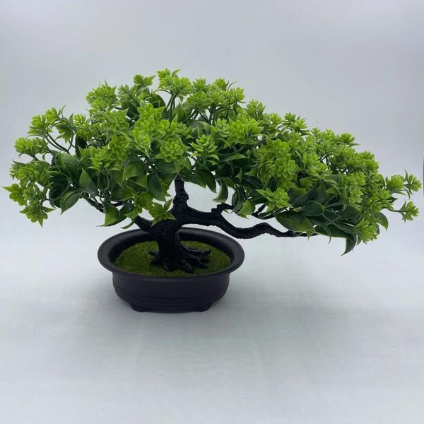 Flores decorativas planta artificial vaso bonsai verde camélia pinho pequena árvore flor falsa casa decoração de jardim festa el po