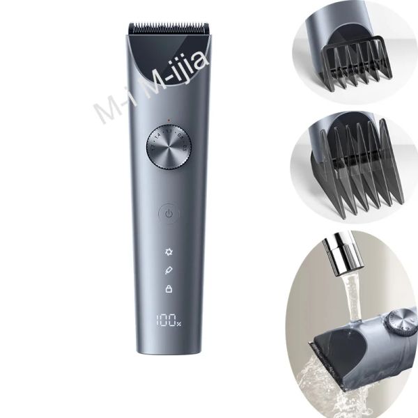 Controle xiaomi mijia máquina de cortar cabelo 2 máquina corte aparador profissional clippers lâmina liga titânio recarregável barbeiro cortador
