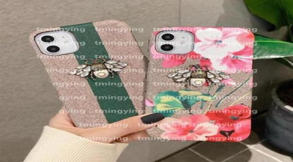 Luxurys Designers Phone Cases para iPhone 13 Pro Max 12 Mini 11 Xs XR X 8 7 Plus Samsung S21 S22 Ultra Fashion Print Bee Celular 1532171