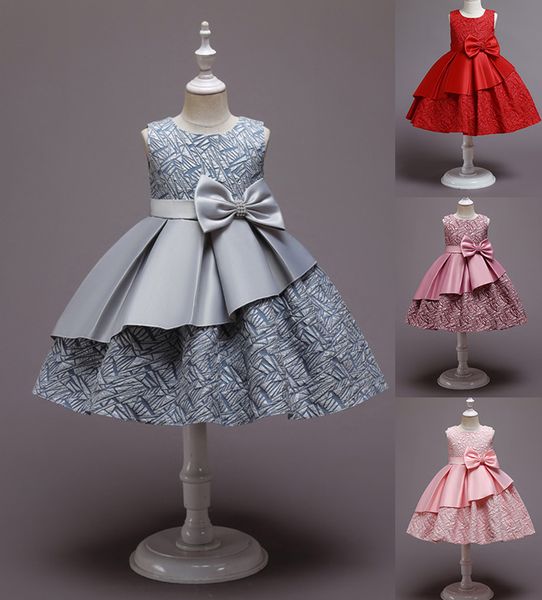 Vestidos de aniversário/festa para meninas, rosa doce, vermelho e prateado, vestidos para concursos de meninas, vestidos de flores para meninas, saias do dia a dia, roupas infantis, tamanhos 2 a 10 D401101